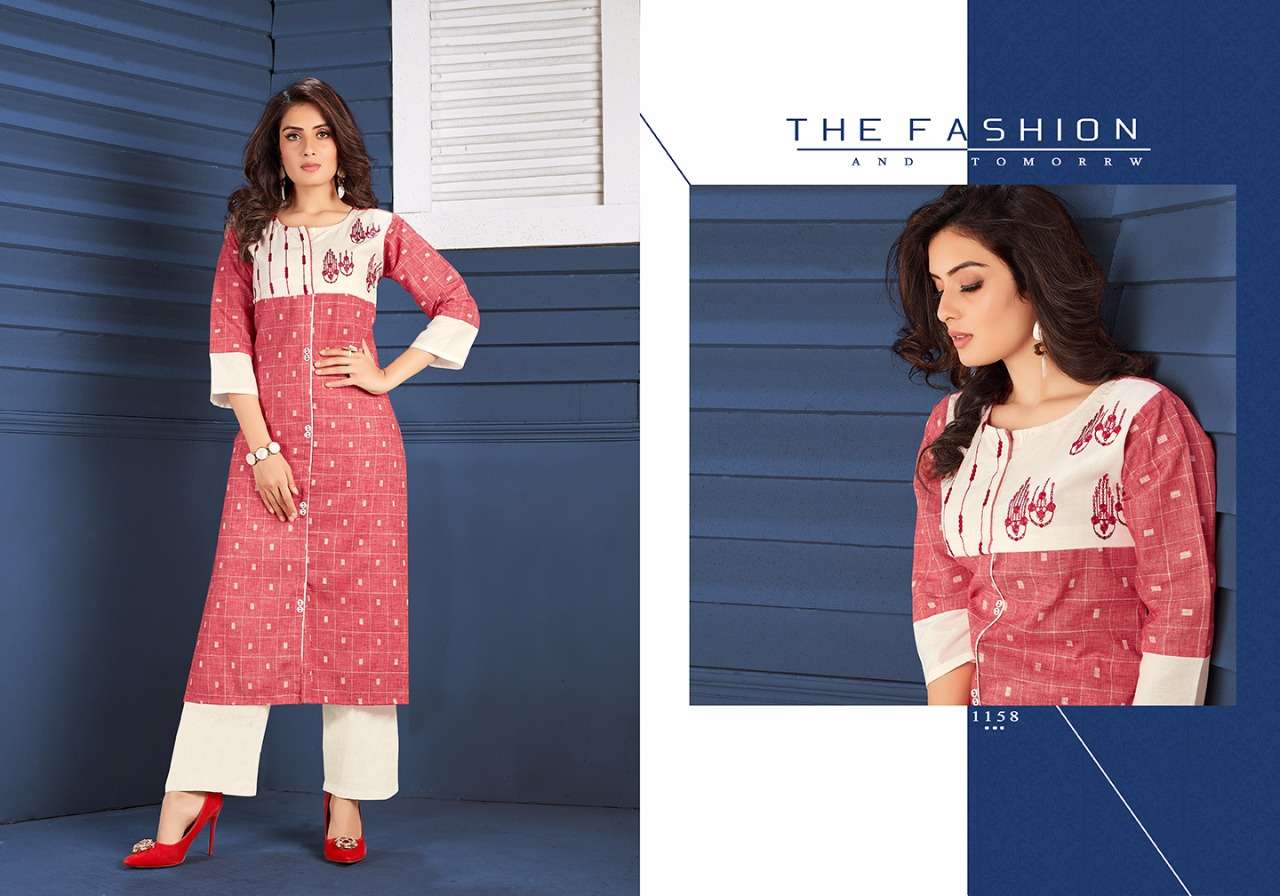 BLUE BELL VOL-2 BY MANYA 1156 TO 1161 SERIES BEAUTIFUL COLORFUL STYLISH FANCY CASUAL WEAR & ETHNIC WEAR & READY TO WEAR PURE SOFT COTTON HANDLOOM EMBROIDRED KURTIS WITH BOTTOM AT WHOLESALE PRICE