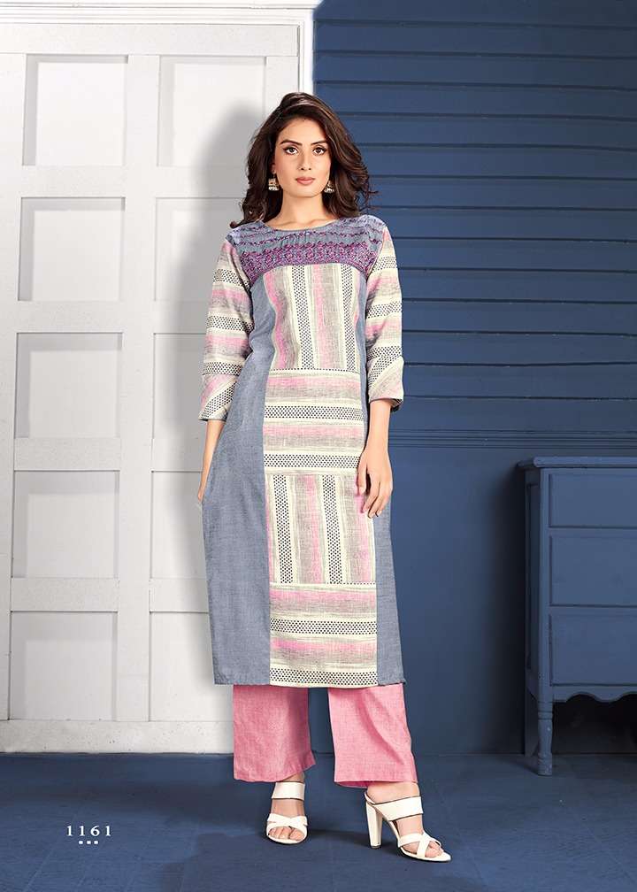 BLUE BELL VOL-2 BY MANYA 1156 TO 1161 SERIES BEAUTIFUL COLORFUL STYLISH FANCY CASUAL WEAR & ETHNIC WEAR & READY TO WEAR PURE SOFT COTTON HANDLOOM EMBROIDRED KURTIS WITH BOTTOM AT WHOLESALE PRICE