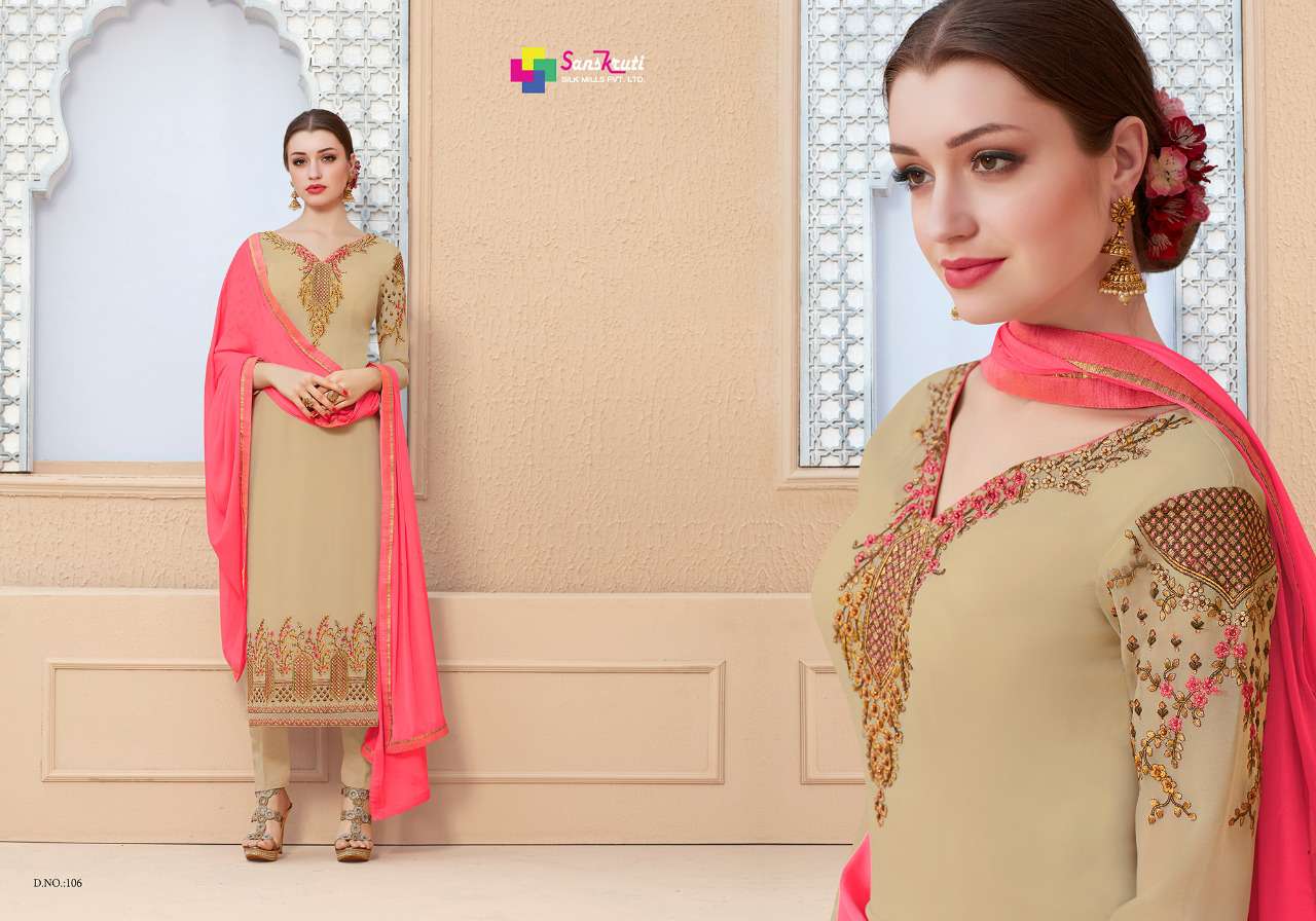 Mahira By Sanskruti Silk Mills 101 To 108 Series Designer Suits Collection Beautiful Stylish Fancy Colorful Party Wear & Ethnic Wear Premium Georgette Dresses At Wholesale Price