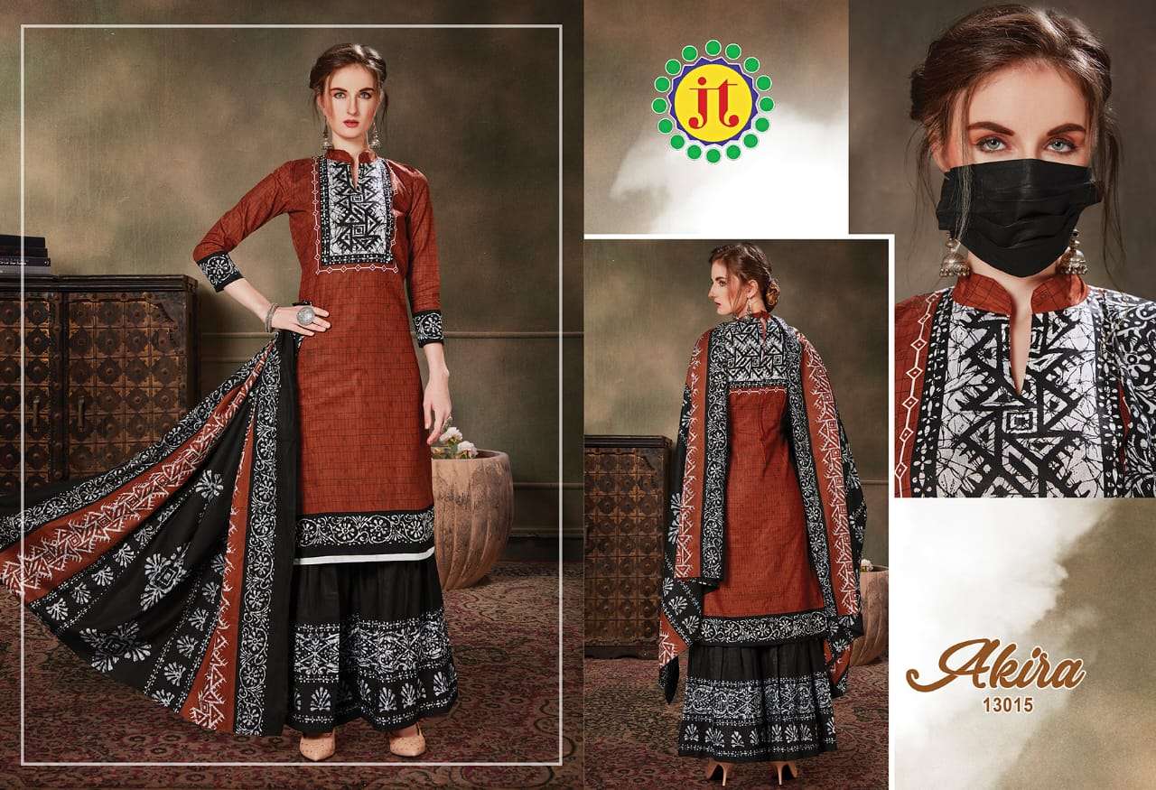 AKIRA VOL-13 BY JT 13001 TO 13015 SERIES BEAUTIFUL SUITS STYLISH FANCY COLORFUL PARTY WEAR & ETHNIC WEAR PURE COTTON PRINTED DRESSES AT WHOLESALE PRICE