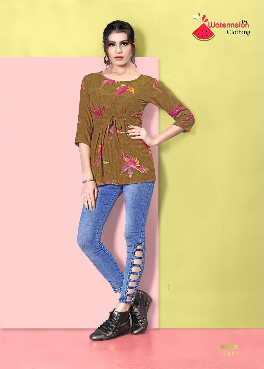 DIAMOND PARTY VOL-2 BY WATERMELON 1001 TO 1010 SERIES BEAUTIFUL STYLISH FANCY COLORFUL CASUAL WEAR & ETHNIC WEAR 14 KG RAYON PRINTED TOPS AT WHOLESALE PRICE