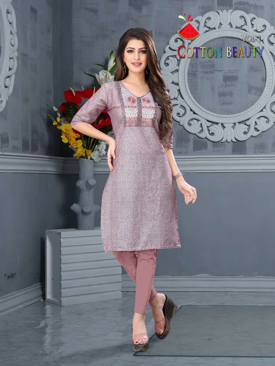 COTTON BEAUTY BY WATER MELON 01 TO 10 SERIES DESIGNER BEAUTIFUL STYLISH FANCY COLORFUL PARTY WEAR & OCCASIONAL WEAR HANDLOOM COTTON KURTIS AT WHOLESALE PRICE