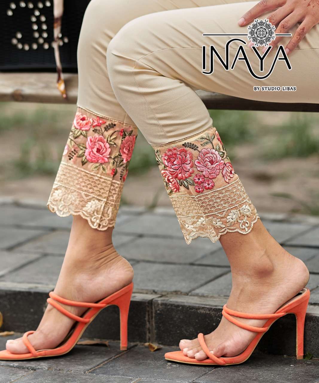 CIGARETTE PANTS VOL-15 BY INAYA 1501 TO 1503 SERIES INDIAN TRADITIONAL WEAR COLLECTION BEAUTIFUL STYLISH FANCY COLORFUL PARTY WEAR & OCCASIONAL WEAR PURE COTTON WITH STRETCH EMBROIDERED AT WHOLESALE PRICE