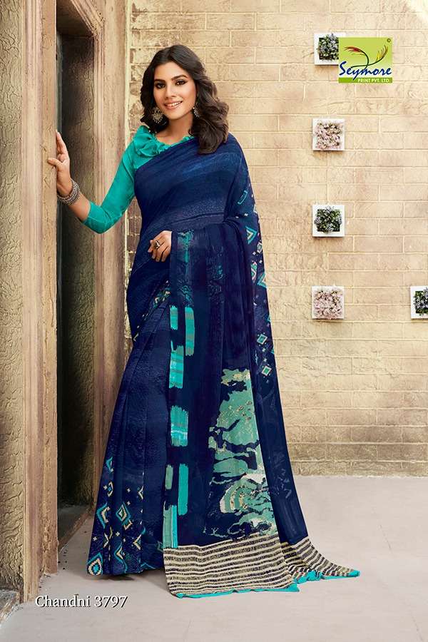 CHANDNI VOL-15C BY SEYMORE PRINTS 3795 TO 3804 SERIES INDIAN TRADITIONAL WEAR COLLECTION BEAUTIFUL STYLISH FANCY COLORFUL PARTY WEAR & OCCASIONAL WEAR GEORGETTE PRINTED SAREES AT WHOLESALE PRICE