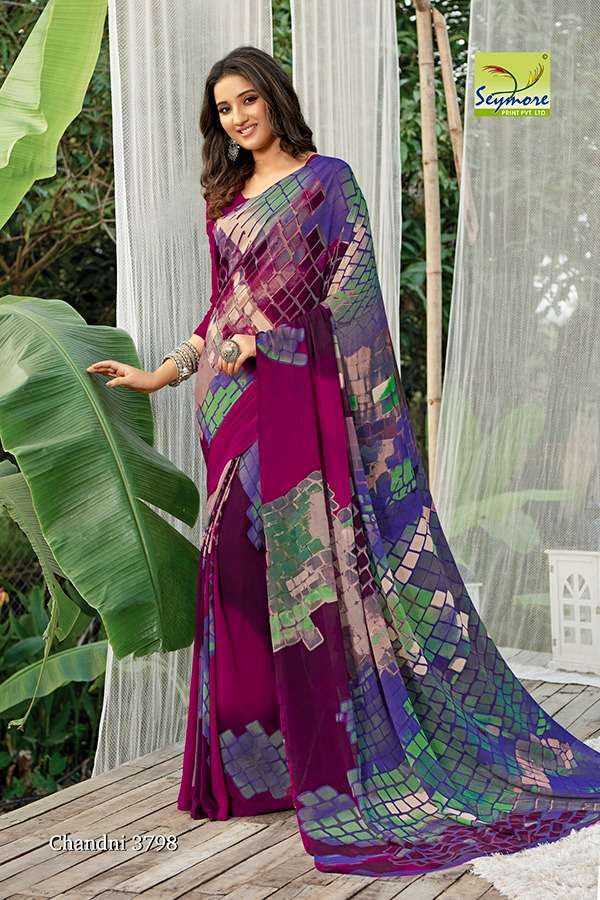 CHANDNI VOL-15C BY SEYMORE PRINTS 3795 TO 3804 SERIES INDIAN TRADITIONAL WEAR COLLECTION BEAUTIFUL STYLISH FANCY COLORFUL PARTY WEAR & OCCASIONAL WEAR GEORGETTE PRINTED SAREES AT WHOLESALE PRICE