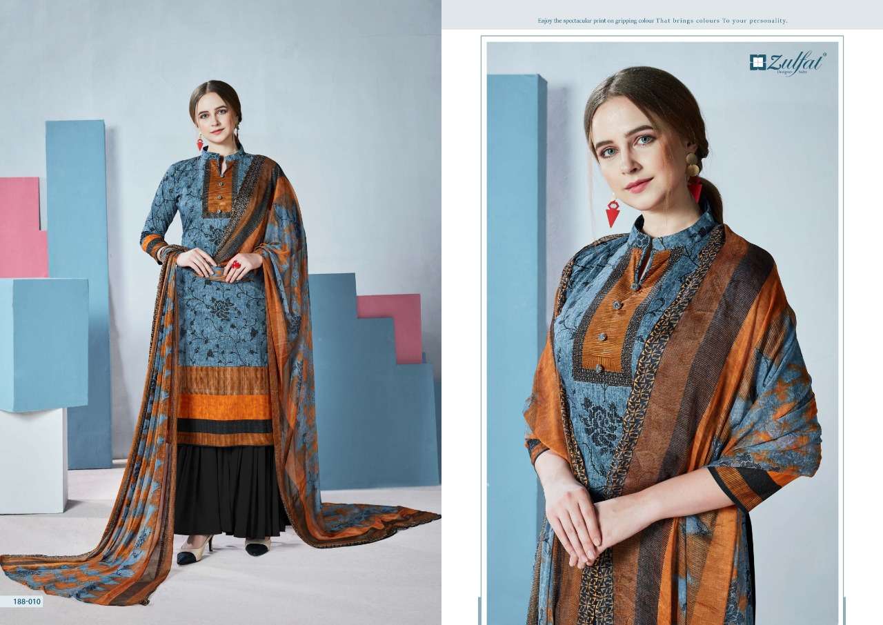FLORENCE 188 SERIES BY ZULFAT 188-001 TO 188-010 SERIES DESIGNER SHARARA SUITS BEAUTIFUL STYLISH FANCY COLORFUL PARTY WEAR & OCCASIONAL WEAR FPURE COTTON DIGITAL PRINTED  DRESSES AT WHOLESALE PRICE