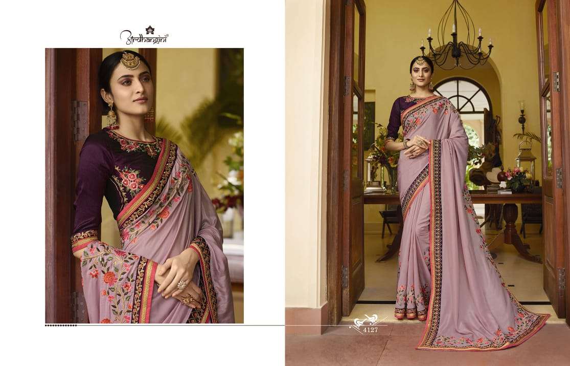 Srushti Vol-2 By Ardhangini 4121 To 4128 Series Indian Traditional Wear Collection Beautiful Stylish Fancy Colorful Party Wear & Occasional Wear Crepe/ Silk/ Stin/banarasi Sarees At Wholesale Price