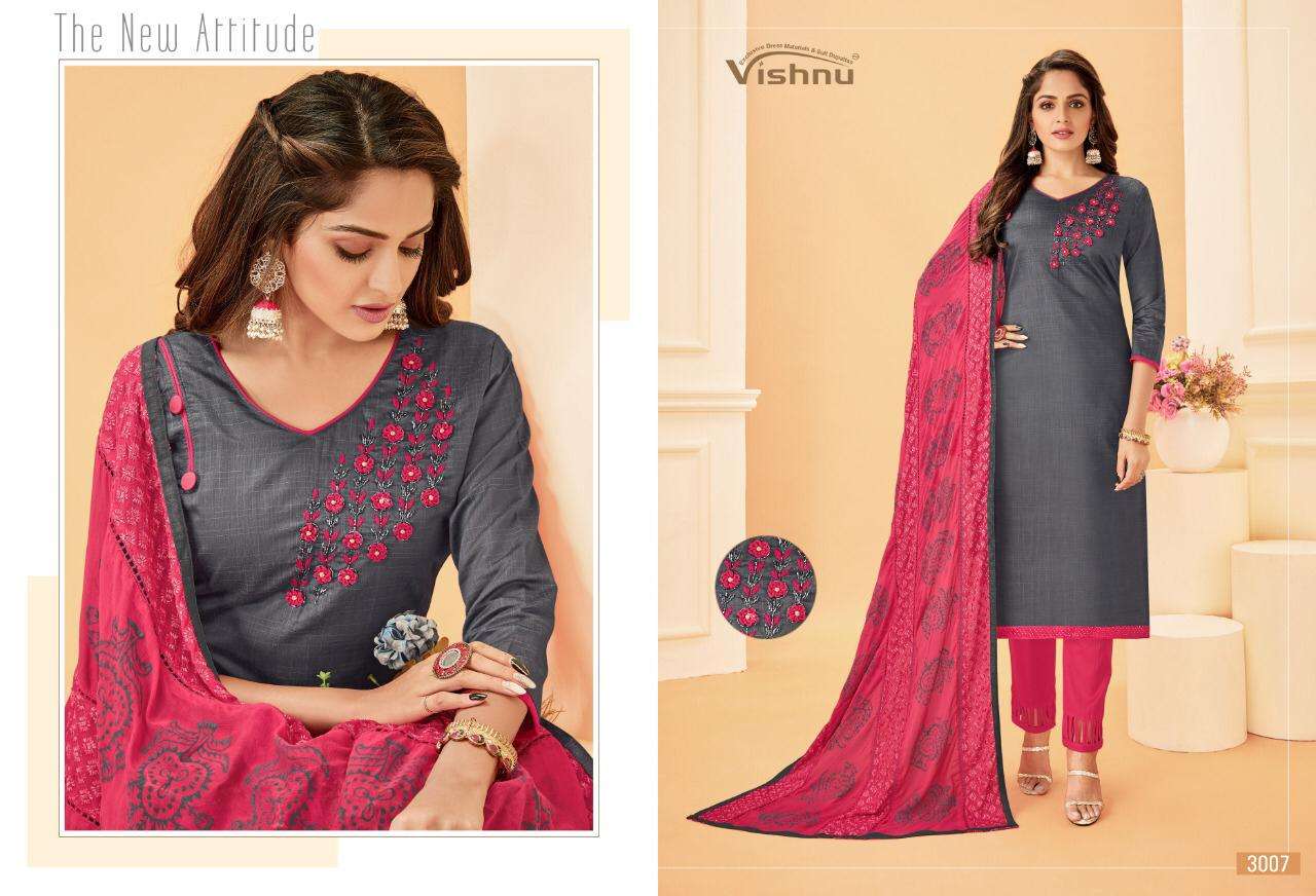 NOUREEN VOL-8 BY VISHNU PRINTS 3001 TO 3012 SERIES BEAUTIFUL SUITS STYLISH FANCY COLORFUL PARTY WEAR & ETHNIC WEAR POLY COTTON PRINTED DRESSES AT WHOLESALE PRICE