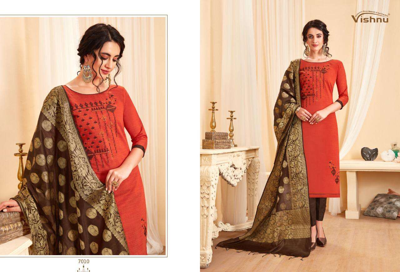 TREESHA VOL-7 BY VISHNU PRINTS 7001 TO 7012 SERIES BEAUTIFUL SUITS STYLISH FANCY COLORFUL PARTY WEAR & ETHNIC WEAR POLY COTTON PRINTED DRESSES AT WHOLESALE PRICE