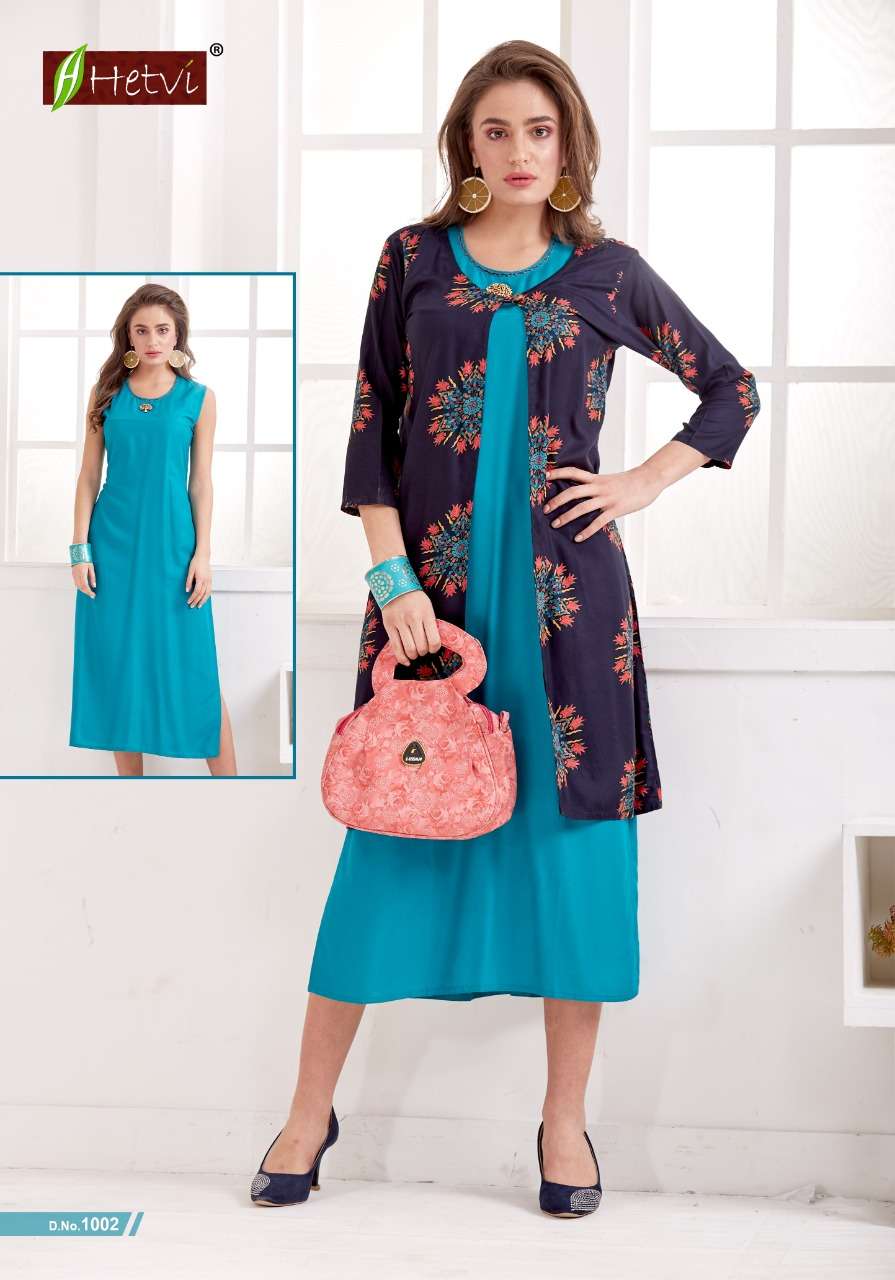 ETA BY HETVI 1001 TO 1008 SERIES BEAUTIFUL STYLISH FANCY COLORFUL CASUAL WEAR & ETHNIC WEAR & READY TO WEAR RAYON PRINTED KURTIS AT WHOLESALE PRICE