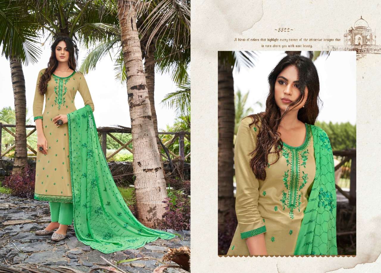 TAJ VOL-2 BY KESSI FABRICS 5521 TO 5528 SERIES BEAUTIFUL SUITS STYLISH FANCY COLORFUL PARTY WEAR & OCCASIONAL WEAR JAM SILK WITH EMBROIDERY DRESSES AT WHOLESALE PRICE