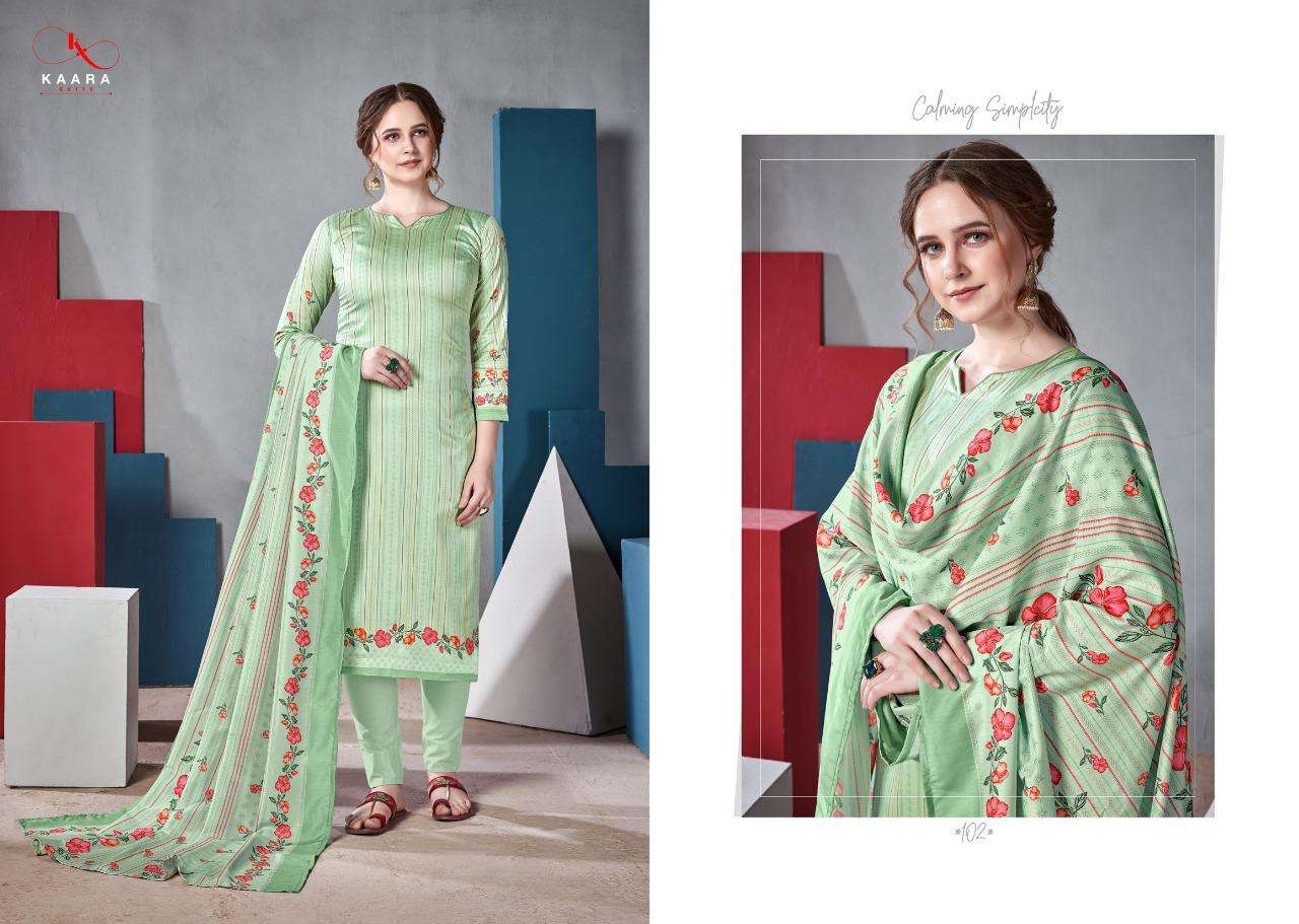 ZAHIRA BY KAARA SUITS 101 TO 108 SERIES DESIGNER SUITS BEAUTIFUL STYLISH FANCY COLORFUL PARTY WEAR & ETHNIC WEAR JAM SATIN DIGITAL PRINTED DRESSES AT WHOLESALE PRICE