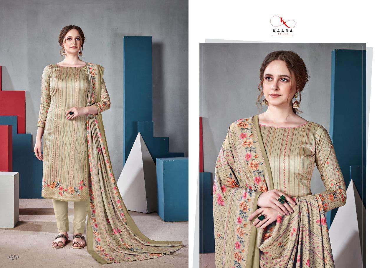 ZAHIRA BY KAARA SUITS 101 TO 108 SERIES DESIGNER SUITS BEAUTIFUL STYLISH FANCY COLORFUL PARTY WEAR & ETHNIC WEAR JAM SATIN DIGITAL PRINTED DRESSES AT WHOLESALE PRICE