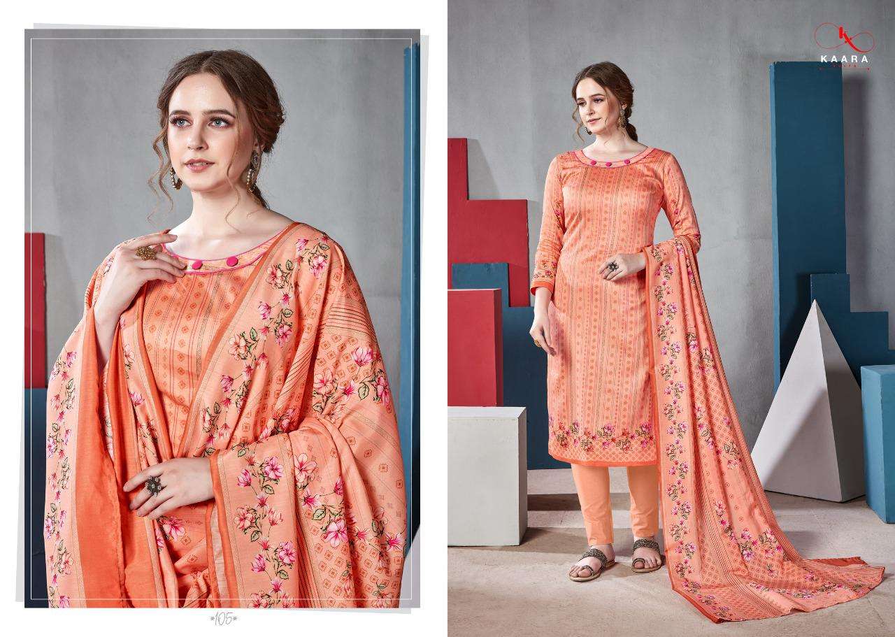 ZAHIRA BY KAARA SUITS 101 TO 108 SERIES DESIGNER SUITS BEAUTIFUL STYLISH FANCY COLORFUL PARTY WEAR & ETHNIC WEAR JAM SATIN DIGITAL PRINTED DRESSES AT WHOLESALE PRICE
