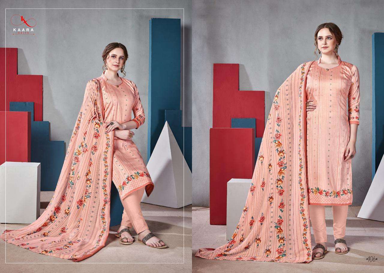ZAHIRA BY KAARA SUITS 101 TO 108 SERIES DESIGNER SUITS BEAUTIFUL STYLISH FANCY COLORFUL PARTY WEAR & ETHNIC WEAR JAM SATIN DIGITAL PRINTED DRESSES AT WHOLESALE PRICE