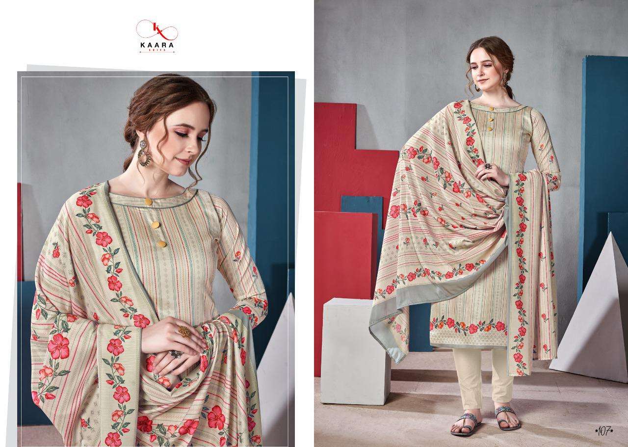 ZAHIRA BY KAARA SUITS 101 TO 108 SERIES DESIGNER SUITS BEAUTIFUL STYLISH FANCY COLORFUL PARTY WEAR & ETHNIC WEAR JAM SATIN DIGITAL PRINTED DRESSES AT WHOLESALE PRICE