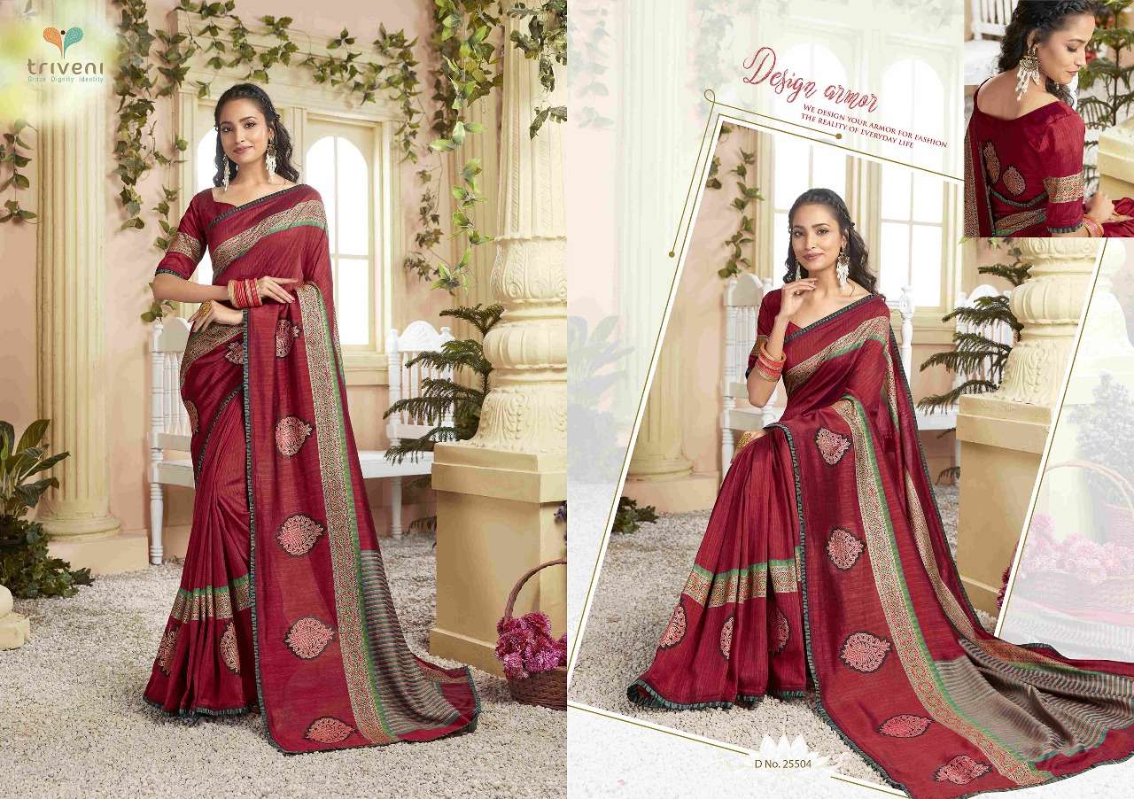 MITRA VINDA BY TRIVENI 25501 TO 25508 SERIES INDIAN TRADITIONAL WEAR COLLECTION BEAUTIFUL STYLISH FANCY COLORFUL PARTY WEAR & OCCASIONAL WEAR VICHITRA SILK PRINTED SAREES AT WHOLESALE PRICE