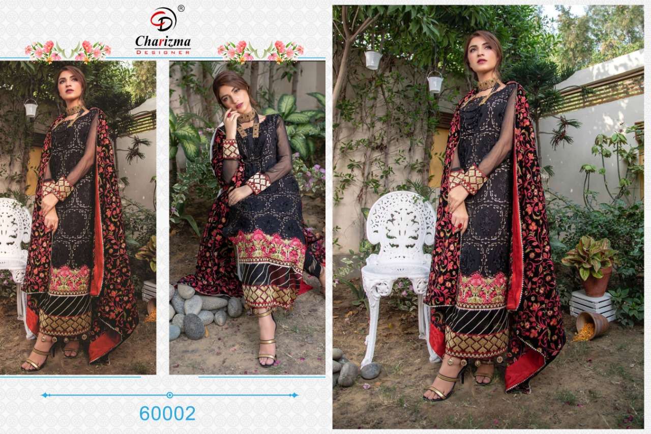 Elham By Charizma Designer 60001 To 60005 Series Beautiful Suits Stylish Fancy Colorful Casual Wear & Ethnic Wear Faux Georgette With Embroidery Dresses At Wholesale Price