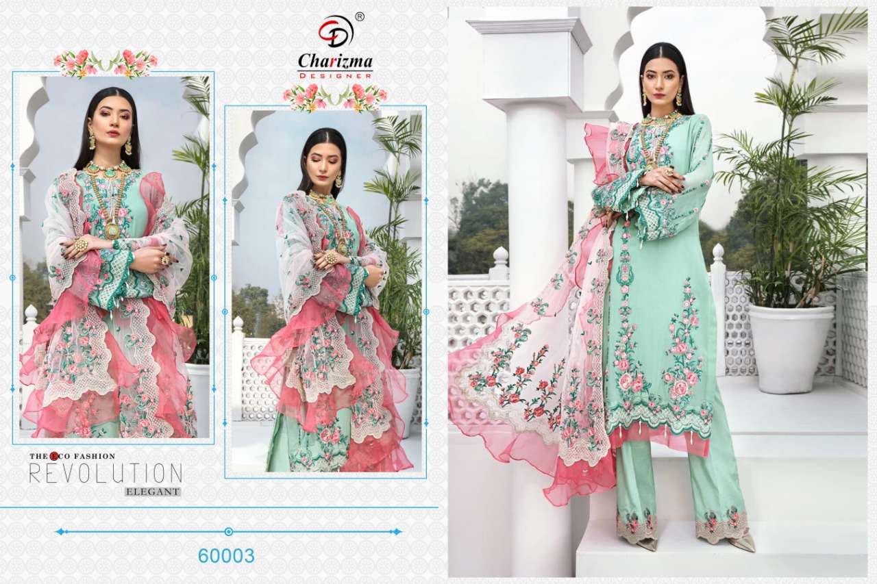 Elham By Charizma Designer 60001 To 60005 Series Beautiful Suits Stylish Fancy Colorful Casual Wear & Ethnic Wear Faux Georgette With Embroidery Dresses At Wholesale Price