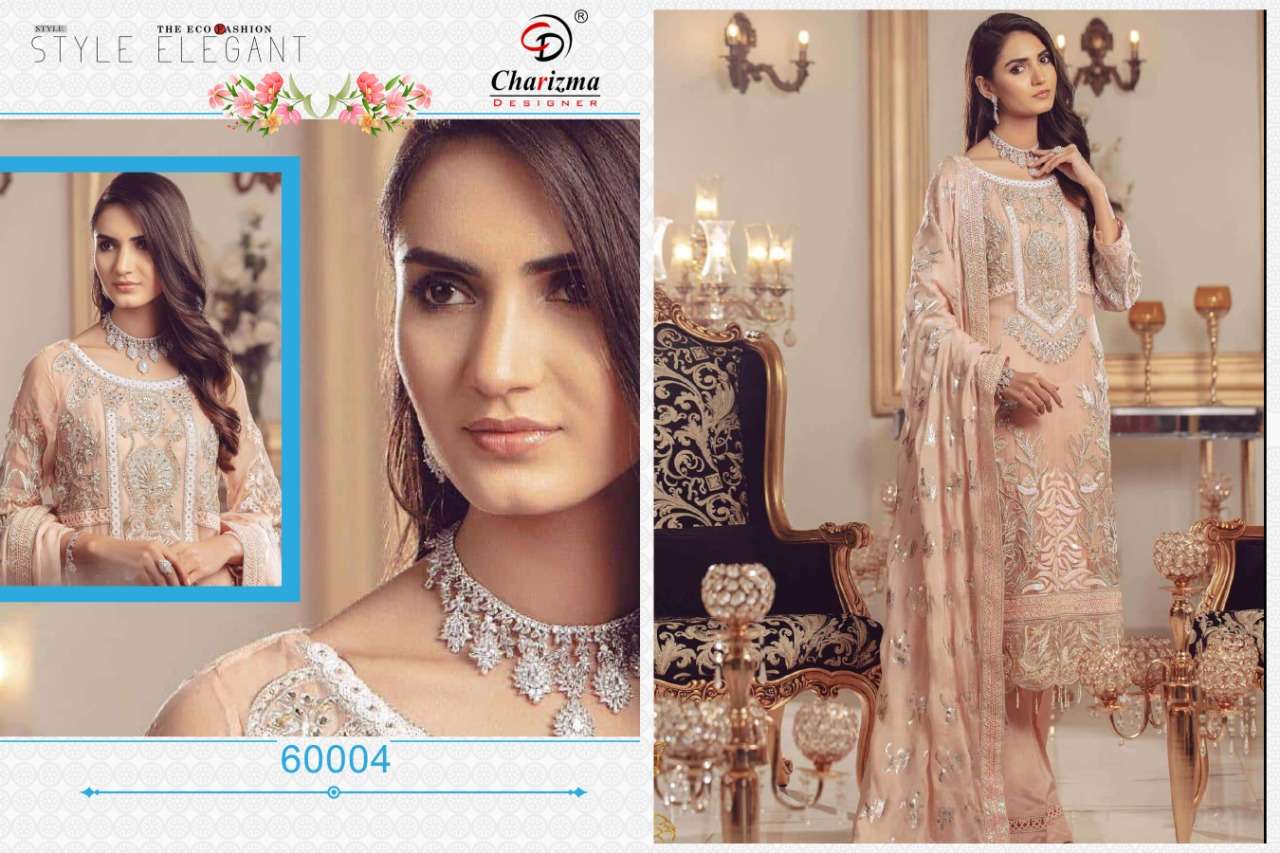 Elham By Charizma Designer 60001 To 60005 Series Beautiful Suits Stylish Fancy Colorful Casual Wear & Ethnic Wear Faux Georgette With Embroidery Dresses At Wholesale Price