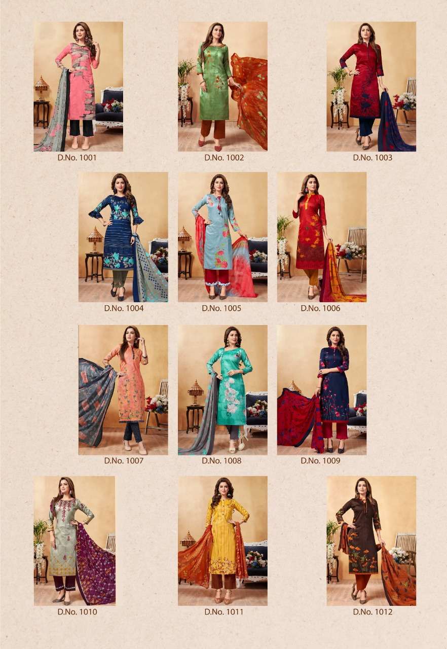 KESAR VOL-10 BY PALAK CHOICE 1001 TO 1012 SERIES DESIGNER SUITS BEAUTIFUL FANCY COLORFUL STYLISH PARTY WEAR & ETHNIC WEAR PURE COTTON PRINTED DRESSES AT WHOLESALE PRICE
