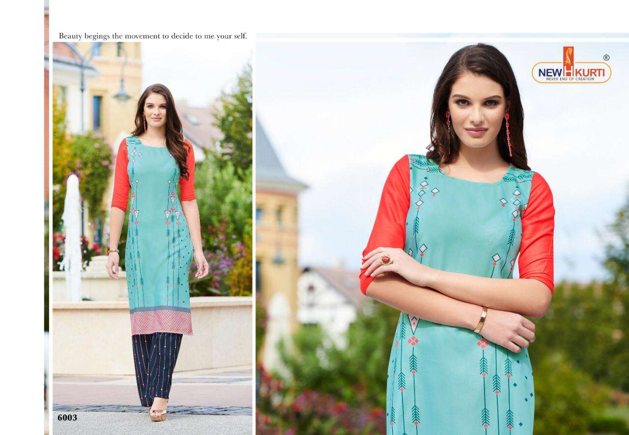 NEITH BY NEHA FASHION 6001 TO 6007 SERIES BEAUTIFUL STYLISH COLORFUL FANCY PARTY WEAR & ETHNIC WEAR & READY TO WEAR HEAVY RAYON WITH DIGITAL PRINT KURTIS WITH BOTTOM AT WHOLESALE PRICE