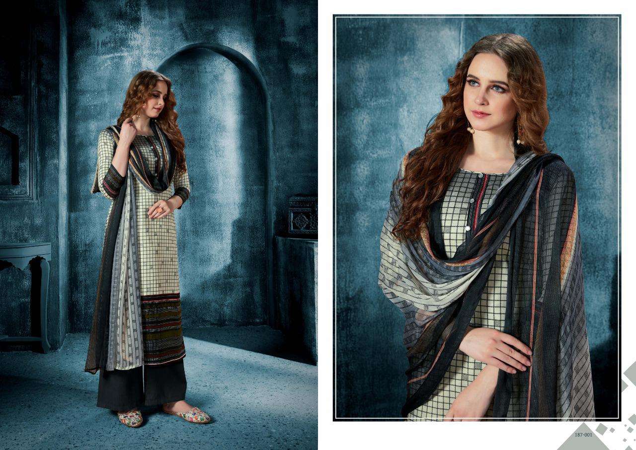 KRIZA BY MAADHAV SYNTHETIC 187-001 TO 187-008 SERIES BEAUTIFUL SUITS STYLISH FANCY COLORFUL PARTY WEAR & ETHNIC WEAR PURE CAMBRIC PRINT DRESSES AT WHOLESALE PRICE