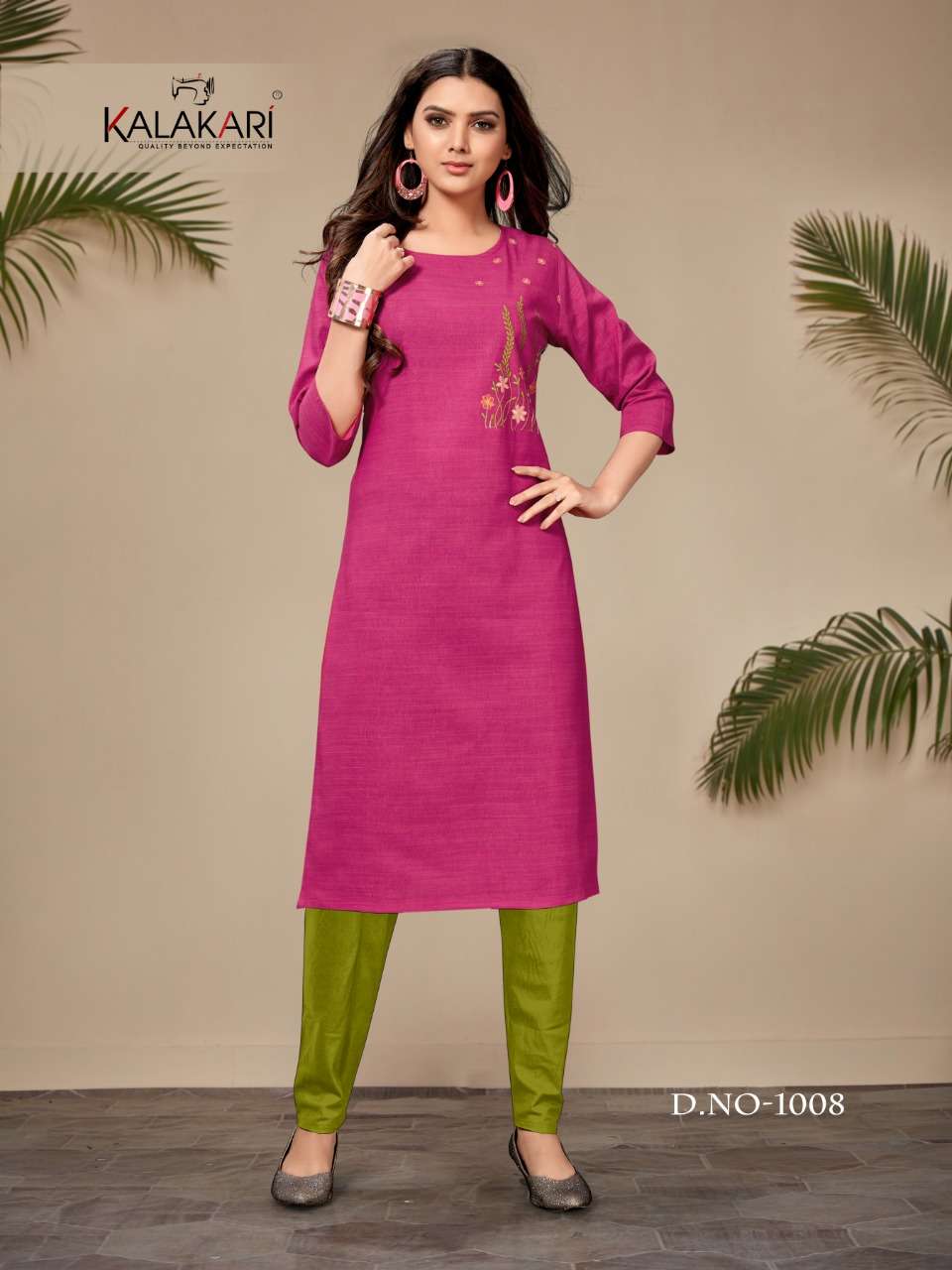 SAANVI VOL-8 BY KALAKARI 1001 TO 1008 SERIES BEAUTIFUL STYLISH FANCY COLORFUL CASUAL WEAR & ETHNIC WEAR & READY TO WEAR TWO TONE COTTON EMBROIDERED KURTIS AT WHOLESALE PRICE