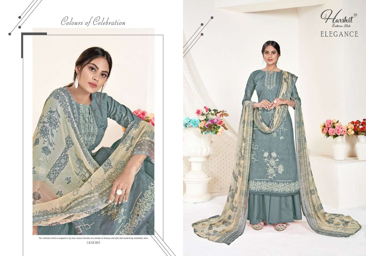 ELEGANCE 618 SERIES BY HARSHIT FASHION HUB 618-001 TO 618-010 DESIGNER SUITS BEAUTIFUL STYLISH FANCY COLORFUL PARTY WEAR & ETHNIC WEAR PURE CAMBRIC COTTON PRINTED DRESSES AT WHOLESALE PRICE