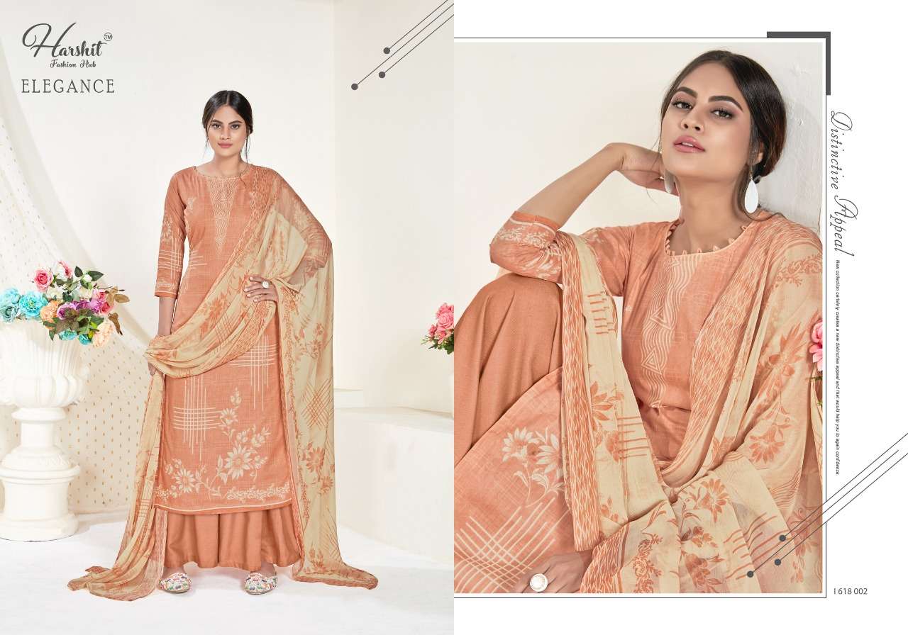 ELEGANCE 618 SERIES BY HARSHIT FASHION HUB 618-001 TO 618-010 DESIGNER SUITS BEAUTIFUL STYLISH FANCY COLORFUL PARTY WEAR & ETHNIC WEAR PURE CAMBRIC COTTON PRINTED DRESSES AT WHOLESALE PRICE