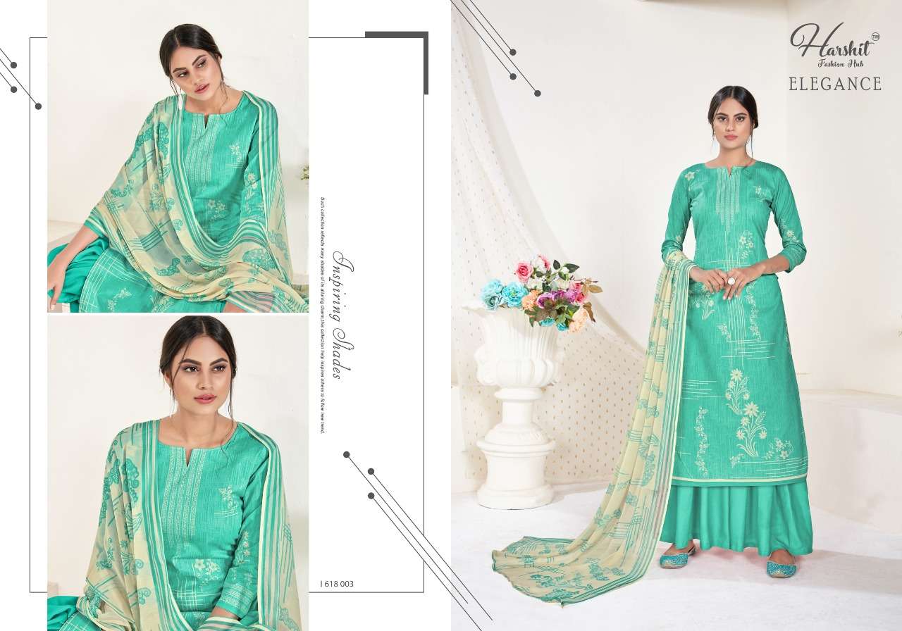 ELEGANCE 618 SERIES BY HARSHIT FASHION HUB 618-001 TO 618-010 DESIGNER SUITS BEAUTIFUL STYLISH FANCY COLORFUL PARTY WEAR & ETHNIC WEAR PURE CAMBRIC COTTON PRINTED DRESSES AT WHOLESALE PRICE