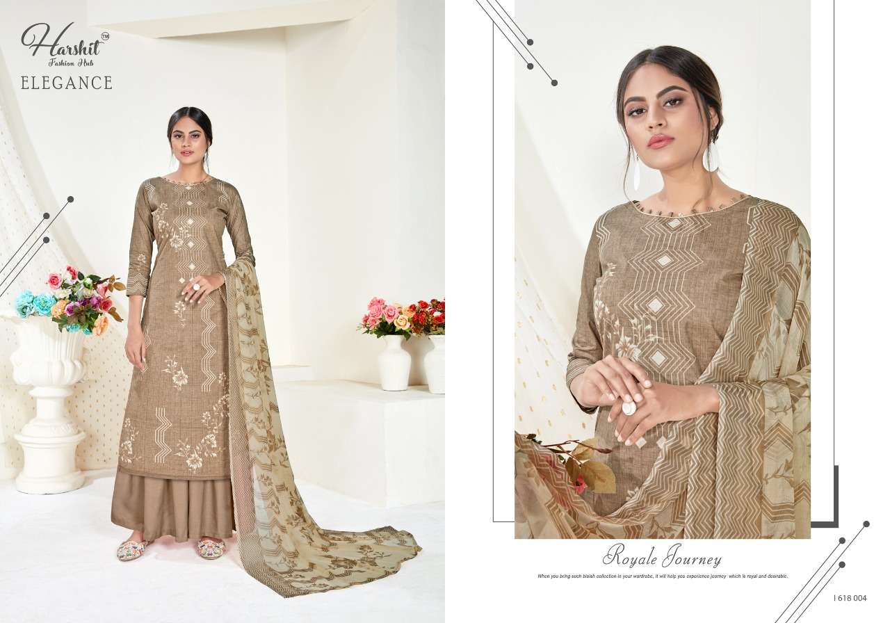 ELEGANCE 618 SERIES BY HARSHIT FASHION HUB 618-001 TO 618-010 DESIGNER SUITS BEAUTIFUL STYLISH FANCY COLORFUL PARTY WEAR & ETHNIC WEAR PURE CAMBRIC COTTON PRINTED DRESSES AT WHOLESALE PRICE
