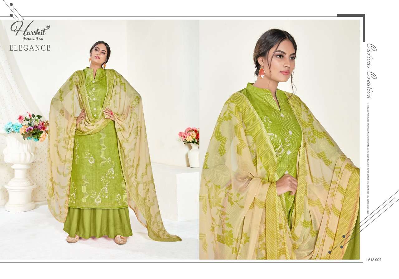 ELEGANCE 618 SERIES BY HARSHIT FASHION HUB 618-001 TO 618-010 DESIGNER SUITS BEAUTIFUL STYLISH FANCY COLORFUL PARTY WEAR & ETHNIC WEAR PURE CAMBRIC COTTON PRINTED DRESSES AT WHOLESALE PRICE