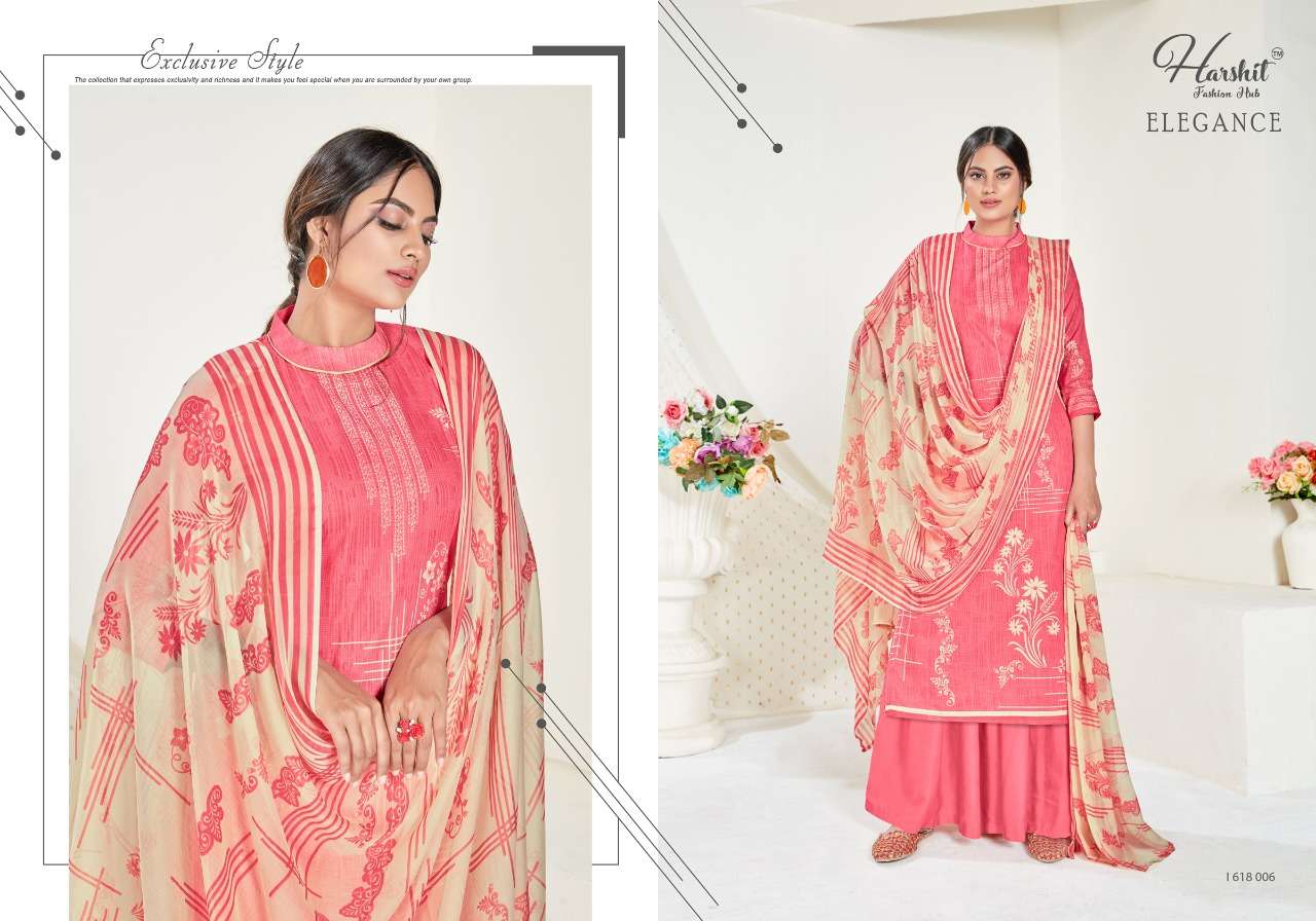 ELEGANCE 618 SERIES BY HARSHIT FASHION HUB 618-001 TO 618-010 DESIGNER SUITS BEAUTIFUL STYLISH FANCY COLORFUL PARTY WEAR & ETHNIC WEAR PURE CAMBRIC COTTON PRINTED DRESSES AT WHOLESALE PRICE