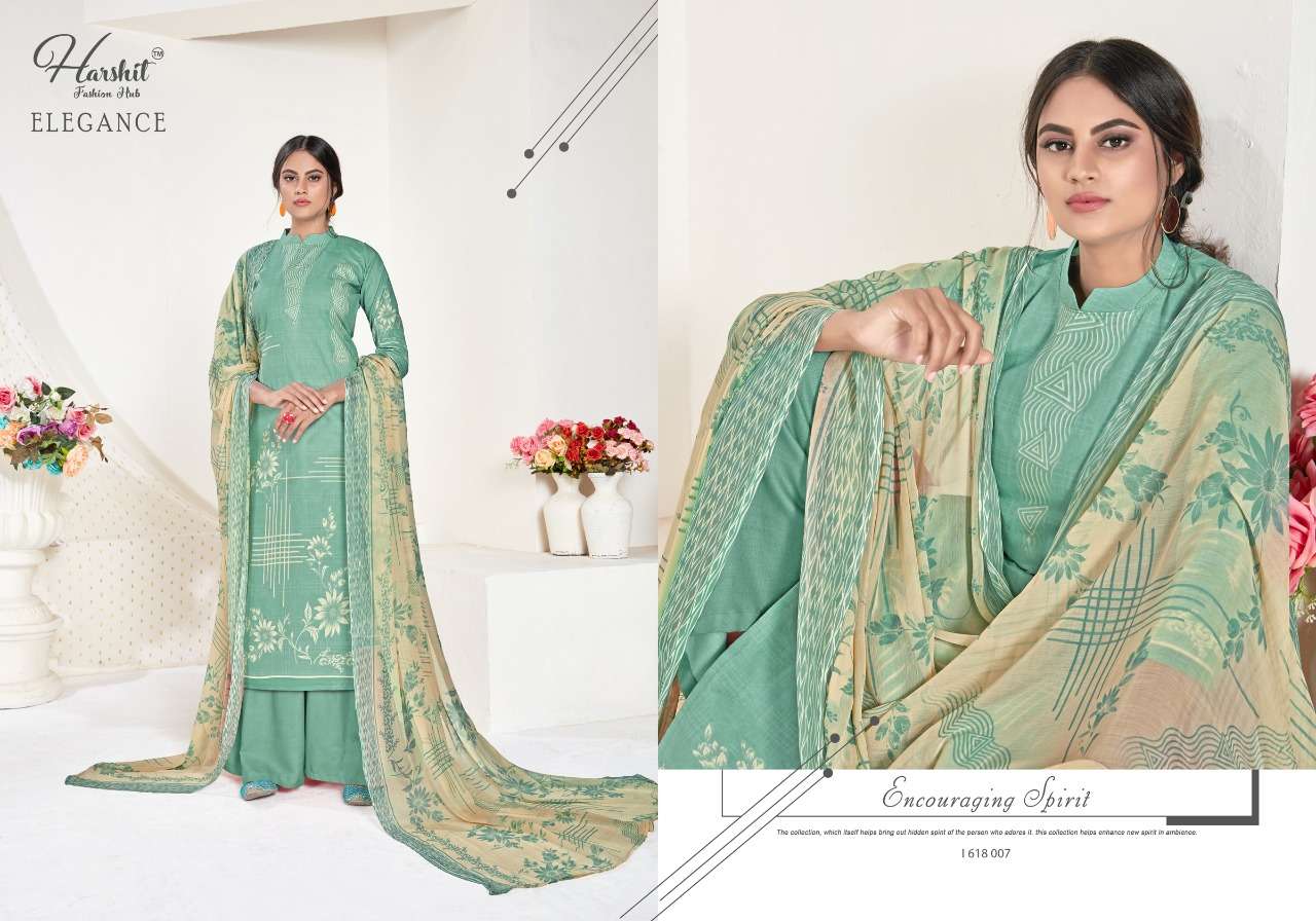 ELEGANCE 618 SERIES BY HARSHIT FASHION HUB 618-001 TO 618-010 DESIGNER SUITS BEAUTIFUL STYLISH FANCY COLORFUL PARTY WEAR & ETHNIC WEAR PURE CAMBRIC COTTON PRINTED DRESSES AT WHOLESALE PRICE