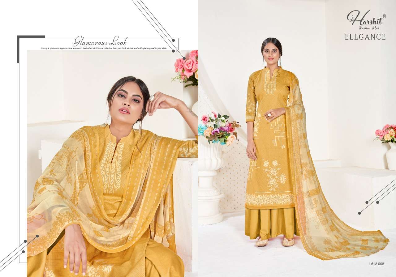 ELEGANCE 618 SERIES BY HARSHIT FASHION HUB 618-001 TO 618-010 DESIGNER SUITS BEAUTIFUL STYLISH FANCY COLORFUL PARTY WEAR & ETHNIC WEAR PURE CAMBRIC COTTON PRINTED DRESSES AT WHOLESALE PRICE