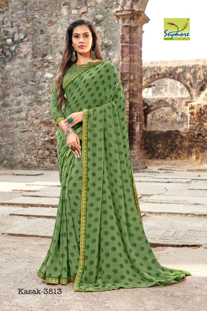 KASAK BY SEYMORE PRINTS 3805 TO 3824 SERIES INDIAN TRADITIONAL WEAR COLLECTION BEAUTIFUL STYLISH FANCY COLORFUL PARTY WEAR & OCCASIONAL WEAR GEORGETTE PRINTED SAREES AT WHOLESALE PRICE