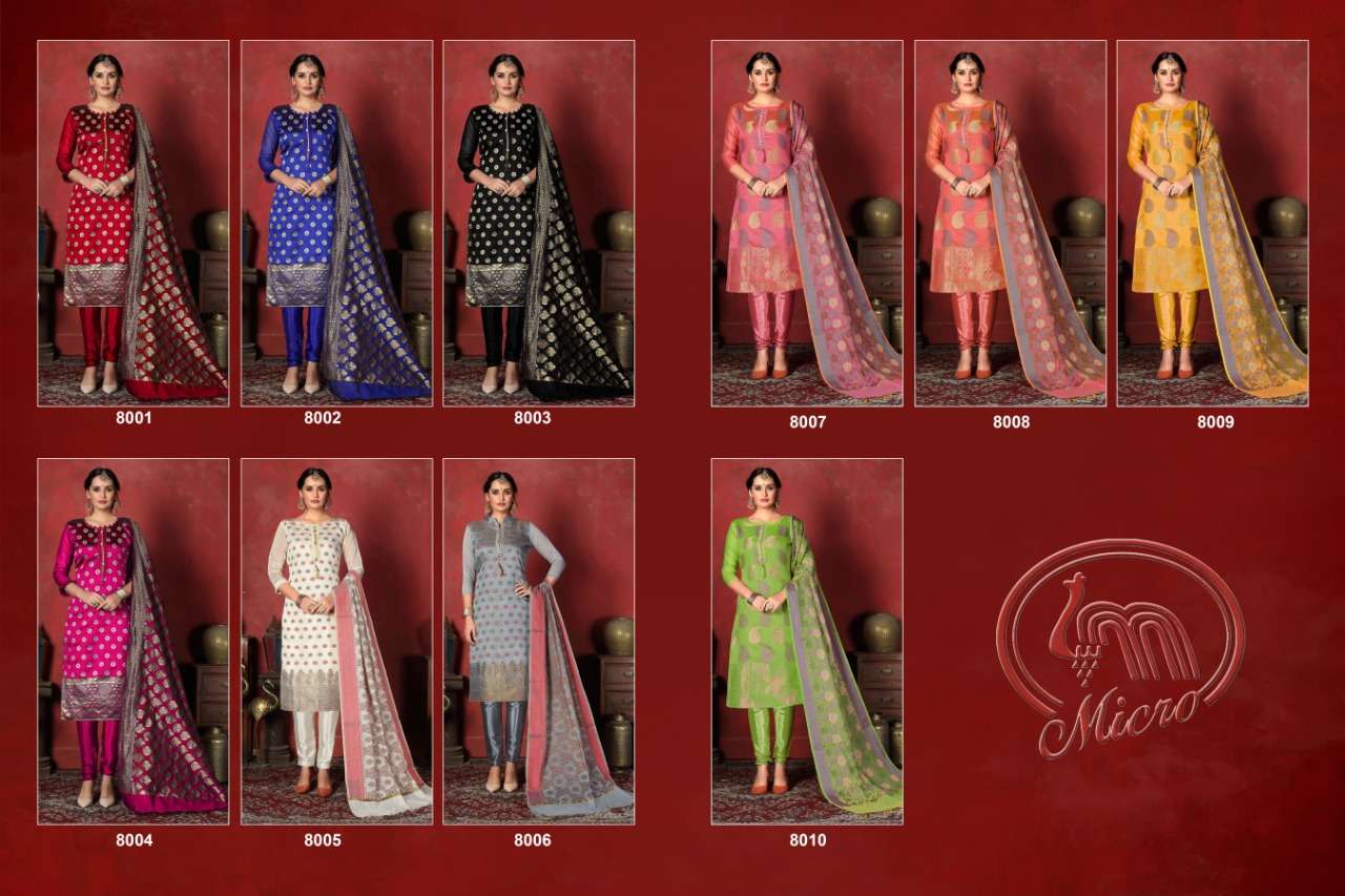 SHEHNAZ BY MICRO DESIGNER 8001 TO 8010 SERIES BEAUTIFUL STYLISH FANCY COLORFUL CASUAL WEAR & ETHNIC WEAR HEAVY SILK BANARSI DRESSES AT WHOLESALE PRICE