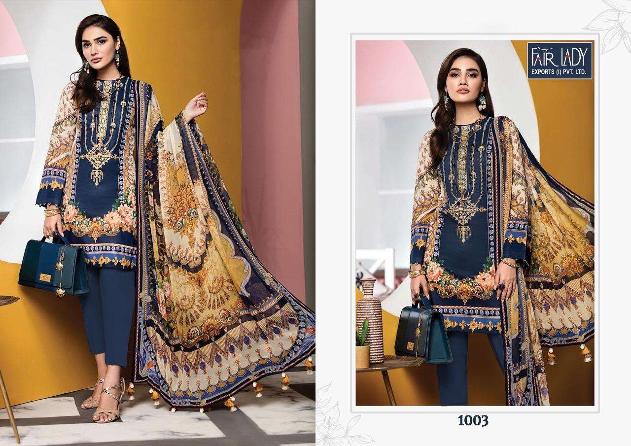 VIVA ANAYA BY FAIR LADY 1001 TO 1004 SERIES DESIGNER SUITS BEAUTIFUL STYLISH FANCY COLORFUL PARTY WEAR & ETHNIC WEAR JAM SATIN PRINTED WITH EMBROIDERY DRESSES AT WHOLESALE PRICE