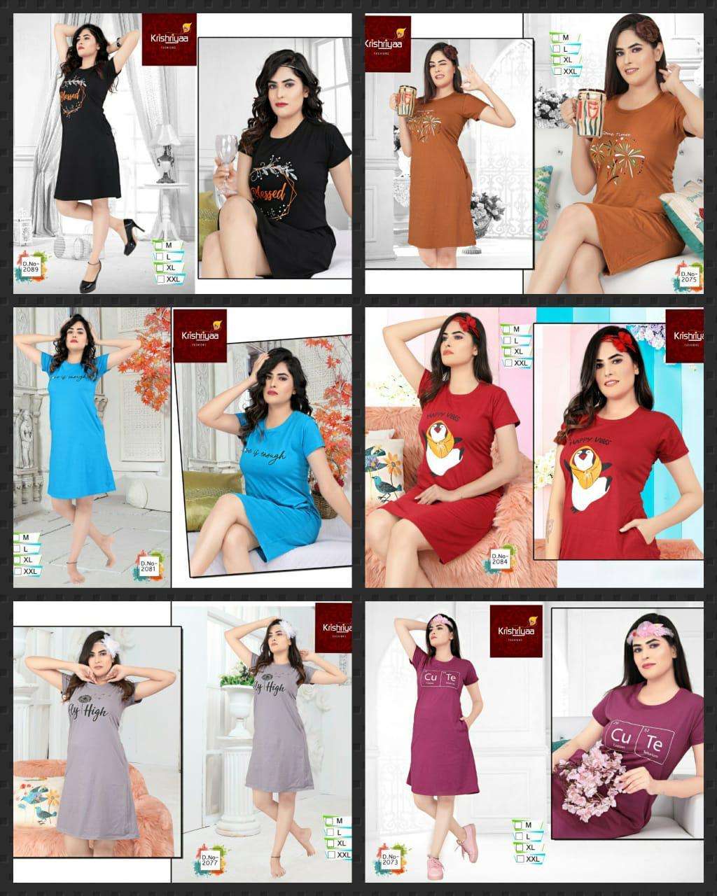 VIBES VOL-3 BY KRISHRIYAA 01 TO 06 SERIES BEAUTIFUL COLORFUL STYLISH FANCY CASUAL WEAR & READY TO WEAR COTTON HOSIERY TOPS AT WHOLESALE PRICE