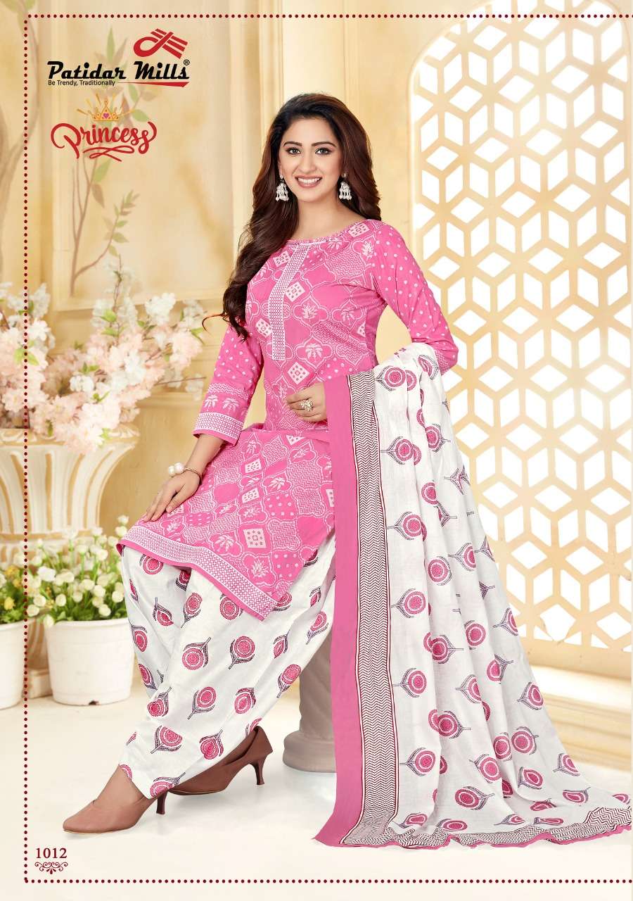 PRINCESS BY PATIDAR MILLS 1001 TO 1012 DESIGNER SUITS BEAUTIFUL STYLISH FANCY COLORFUL PARTY WEAR & ETHNIC WEAR COTTON PRINTED DRESSES AT WHOLESALE PRICE