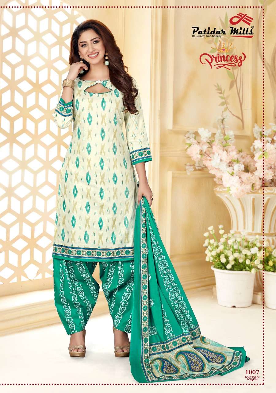 PRINCESS BY PATIDAR MILLS 1001 TO 1012 DESIGNER SUITS BEAUTIFUL STYLISH FANCY COLORFUL PARTY WEAR & ETHNIC WEAR COTTON PRINTED DRESSES AT WHOLESALE PRICE