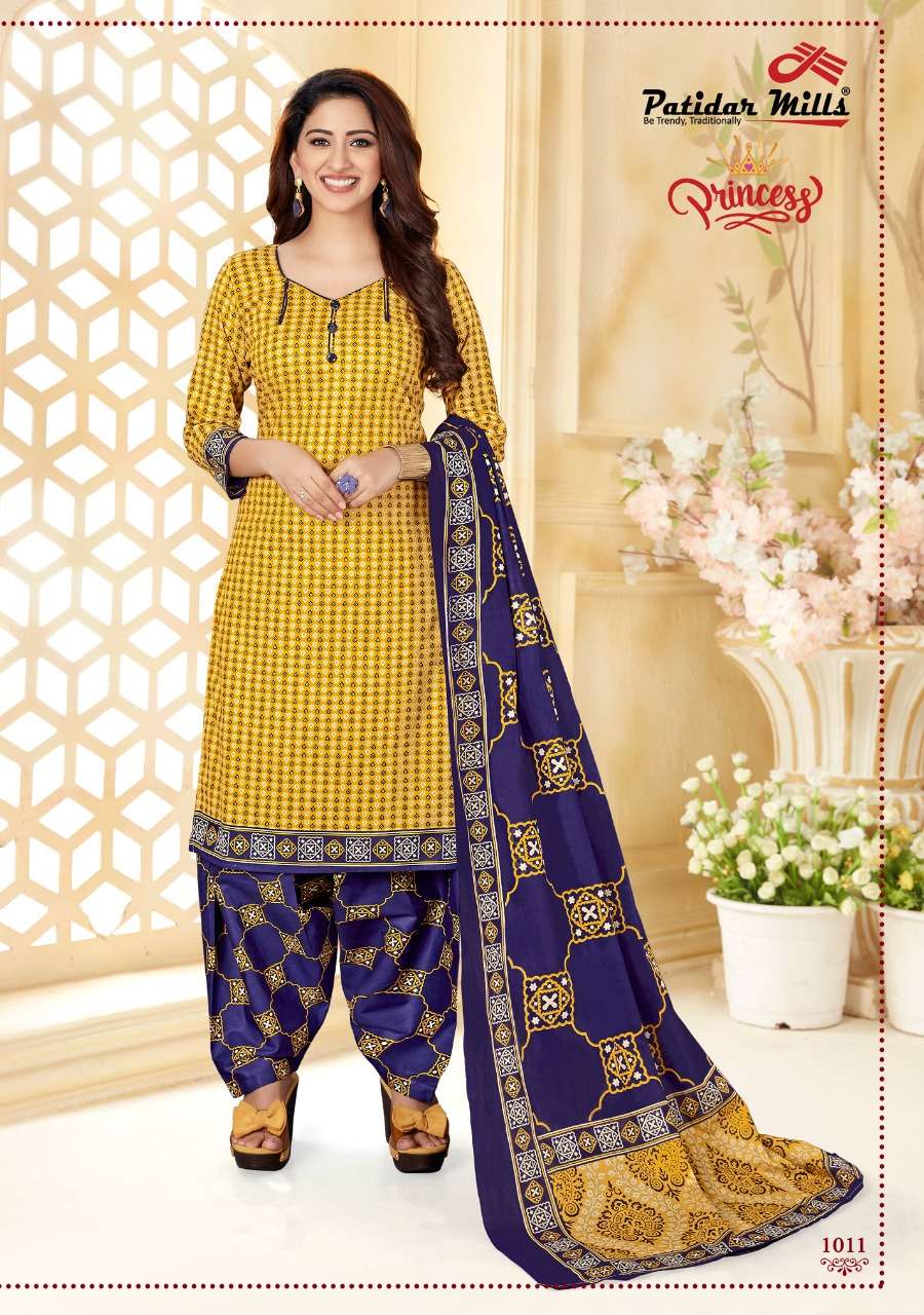 PRINCESS BY PATIDAR MILLS 1001 TO 1012 DESIGNER SUITS BEAUTIFUL STYLISH FANCY COLORFUL PARTY WEAR & ETHNIC WEAR COTTON PRINTED DRESSES AT WHOLESALE PRICE