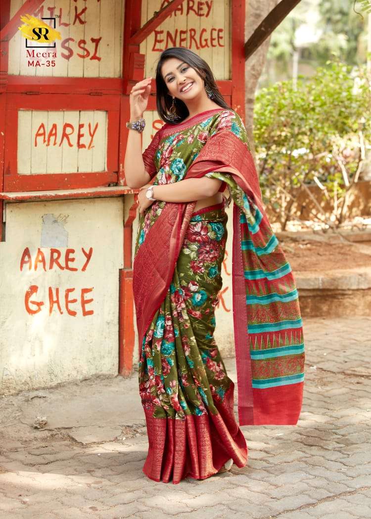 MEERA SILK BY RAJYOG INDIAN TRADITIONAL WEAR COLLECTION BEAUTIFUL STYLISH FANCY COLORFUL PARTY WEAR & OCCASIONAL WEAR HANDLOOM WEAVING PRINTED LINEN SAREES AT WHOLESALE PRICE