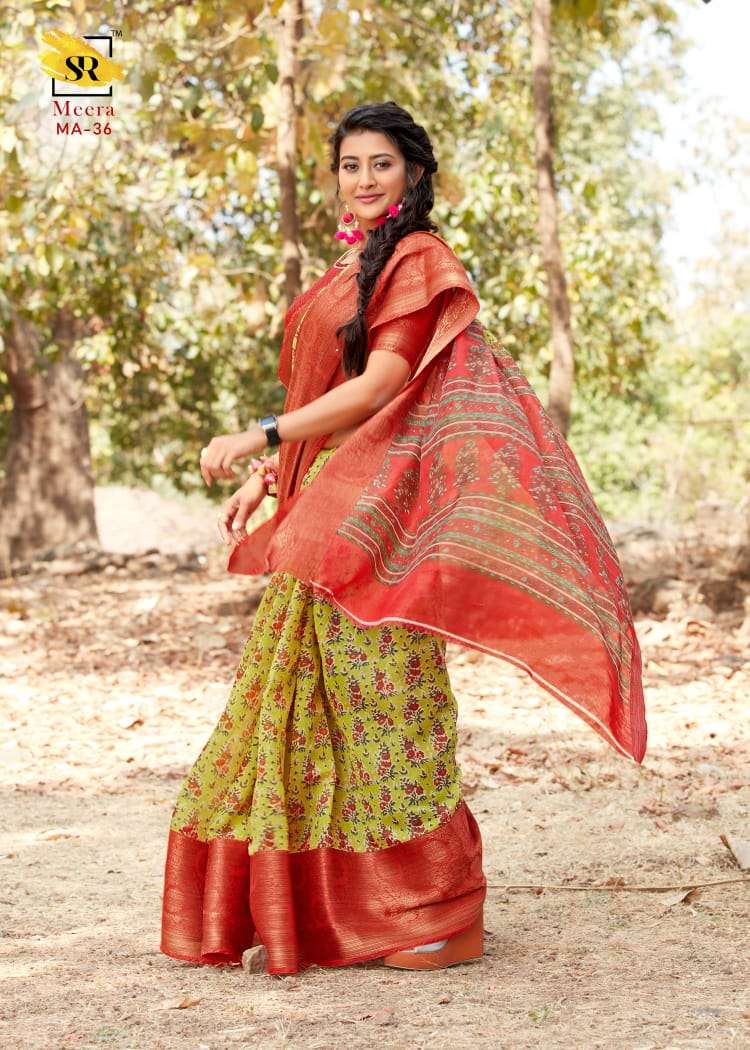 MEERA SILK BY RAJYOG INDIAN TRADITIONAL WEAR COLLECTION BEAUTIFUL STYLISH FANCY COLORFUL PARTY WEAR & OCCASIONAL WEAR HANDLOOM WEAVING PRINTED LINEN SAREES AT WHOLESALE PRICE