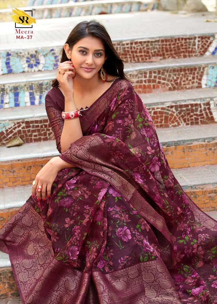 MEERA SILK BY RAJYOG INDIAN TRADITIONAL WEAR COLLECTION BEAUTIFUL STYLISH FANCY COLORFUL PARTY WEAR & OCCASIONAL WEAR HANDLOOM WEAVING PRINTED LINEN SAREES AT WHOLESALE PRICE
