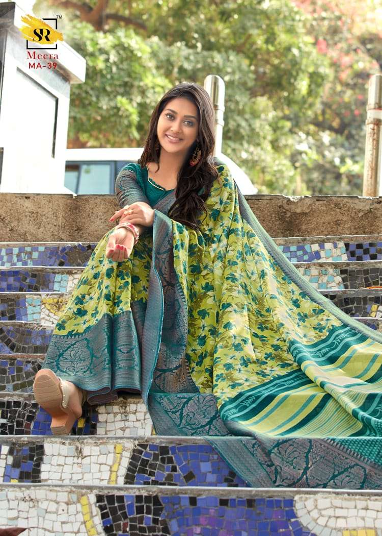 MEERA SILK BY RAJYOG INDIAN TRADITIONAL WEAR COLLECTION BEAUTIFUL STYLISH FANCY COLORFUL PARTY WEAR & OCCASIONAL WEAR HANDLOOM WEAVING PRINTED LINEN SAREES AT WHOLESALE PRICE