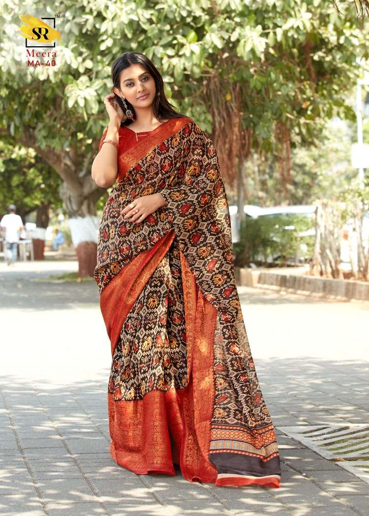 MEERA SILK BY RAJYOG INDIAN TRADITIONAL WEAR COLLECTION BEAUTIFUL STYLISH FANCY COLORFUL PARTY WEAR & OCCASIONAL WEAR HANDLOOM WEAVING PRINTED LINEN SAREES AT WHOLESALE PRICE