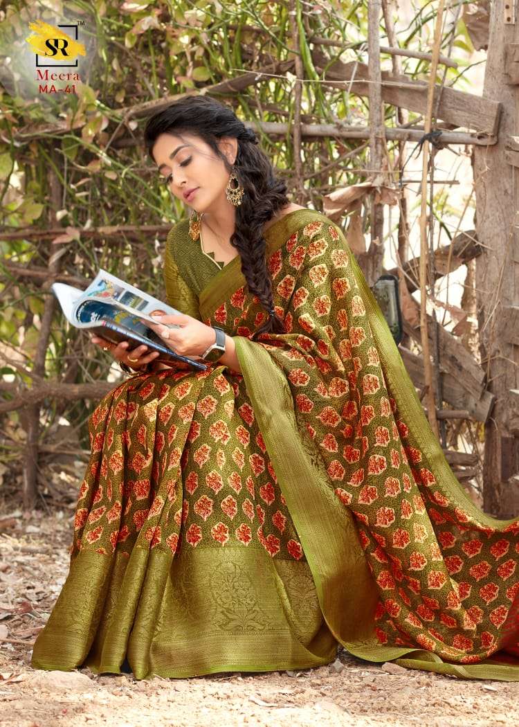 MEERA SILK BY RAJYOG INDIAN TRADITIONAL WEAR COLLECTION BEAUTIFUL STYLISH FANCY COLORFUL PARTY WEAR & OCCASIONAL WEAR HANDLOOM WEAVING PRINTED LINEN SAREES AT WHOLESALE PRICE
