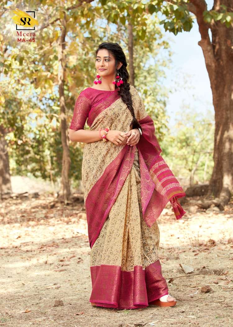 MEERA SILK BY RAJYOG INDIAN TRADITIONAL WEAR COLLECTION BEAUTIFUL STYLISH FANCY COLORFUL PARTY WEAR & OCCASIONAL WEAR HANDLOOM WEAVING PRINTED LINEN SAREES AT WHOLESALE PRICE